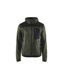 Gebreide Softshelljas 4930 hooded (Groen / Zwart)