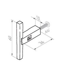 T-Meubelknop 'PTT' - 60 mm (Zwart verouderd ijzer)