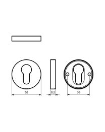 Ronde PZ sleutelrozet - Ø50 x 8 mm (RAL 9005 Gitzwart)