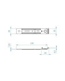 2-delig raamanker 5ALU211 - 150 x 25 x 1,25 mm (Verzinkt)