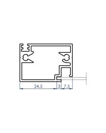 Vleugelprofiel voor vliegendeur - 6,2 meter (Aluminium F1)