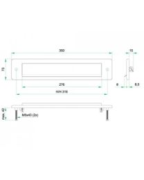 Brievenbusklep 'Quadra' - 350 x 73 mm (RVS)