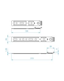 Raamanker 5DEC209 - 150 x 25 x 1,25 mm - Deceuninck/Zendow P3286 (Verzinkt)