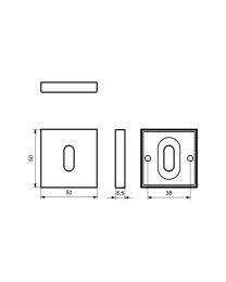 Vierkanten BB sleutelrozet - 50 x 50 x 8,5 mm (RAL 9005 Gitzwart)