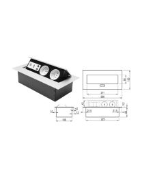 Uitklapbare multimedia stopcontactdoos 'Soft open' - 211 x 50 mm