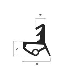 Hefschuifdeur dichtingsprofielen 'S 5469' (Zwart)