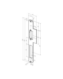 Vlakke voorplaat Profix 2 met A.H. en brede lip - 250 x 44 x 3 mm (RVS)