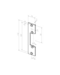 Korte vlakke voorplaat voor loopslot met R.H. - 110 x 24 x 3 mm (RVS)