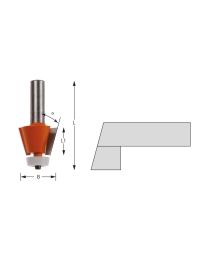 Afschuinfrees HW S12 met delrinlager - 15° - Ø31,7/22,2 x 72 mm