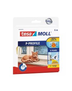 Zelfklevend Tesamoll® P-profiel dichting - 9/5,5 x 25000 mm (Wit)