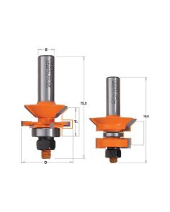 Tand- en groeffrezen set HW - S12 - 44,4 x 75,5 mm