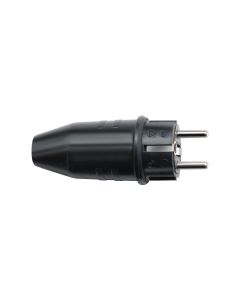 Volrubberen 'Schuko' stekker - IP44 (Zwart)