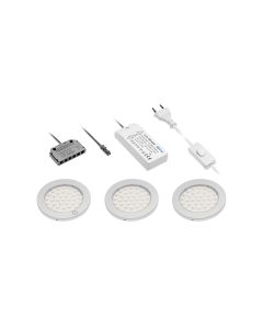 Set van 3 x 2,8 Watt LED spots 'Castello' met touch schakelaar (Aluminium)