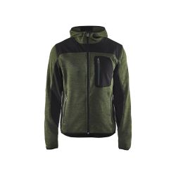 Gebreide Softshelljas 4930 hooded (Groen / Zwart)